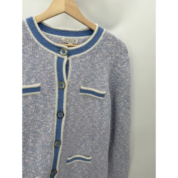 J. Crew Blue Periwinkle Cardigan Marled Sweater Lady Jacket Women Size L Preppy - Picture 5 of 9